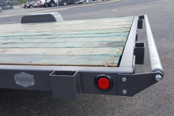 A close up of the back end of a trailer