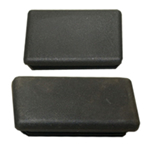 A pair of rectangular black plastic buttons.